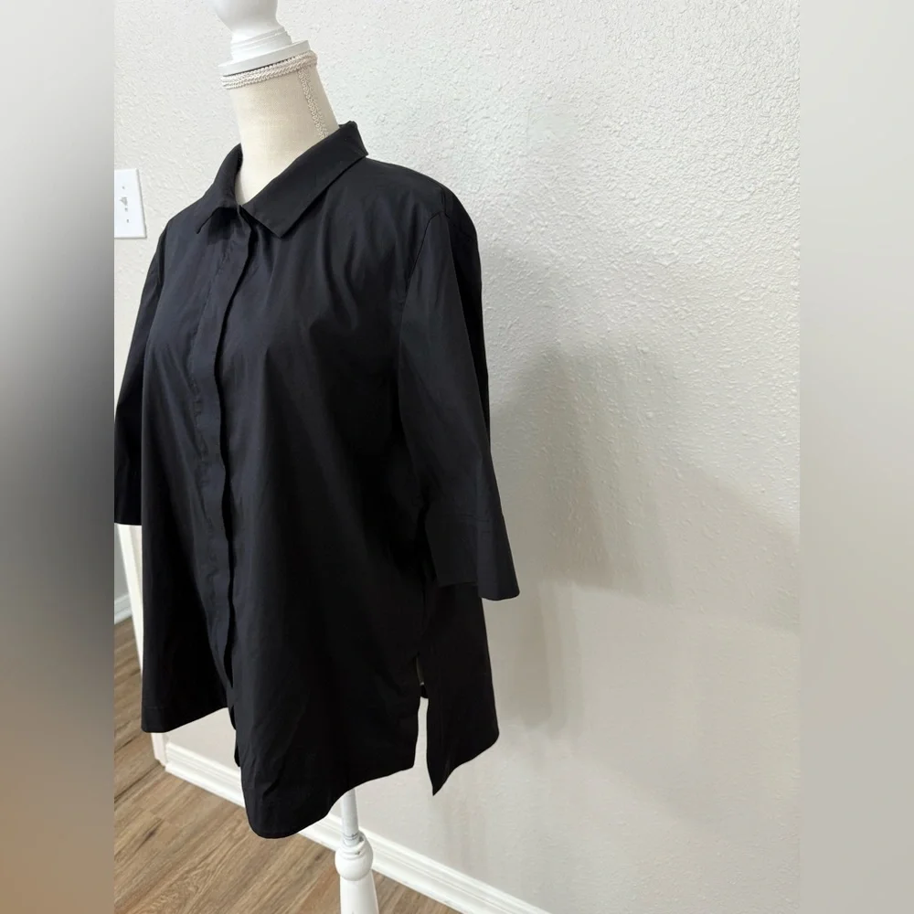 Lafayette 148 New York Plus Marla Blouse Women's Black XL - Picture 4 of 10